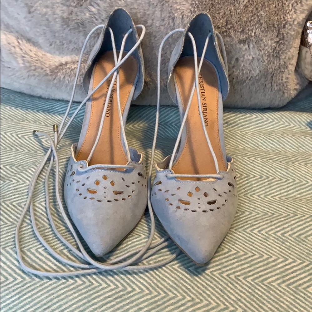 Blue strap heels